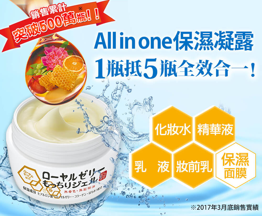 ALLINONE保濕凝露，一瓶抵五瓶全效合一